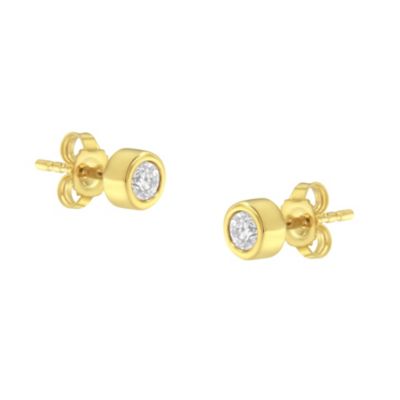 Haus of Brilliance 10K Gold 14 Ct Diamond Bezel Stud Earrings