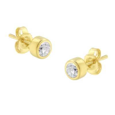 Haus of Brilliance 10K Gold 030 Ct Diamond Bezel Stud Earrings Yellow