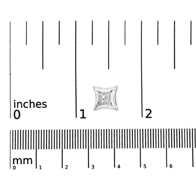 10K White Gold 1/5 Cttw Invisible Set Princess-Cut Diamond Stud Earrings