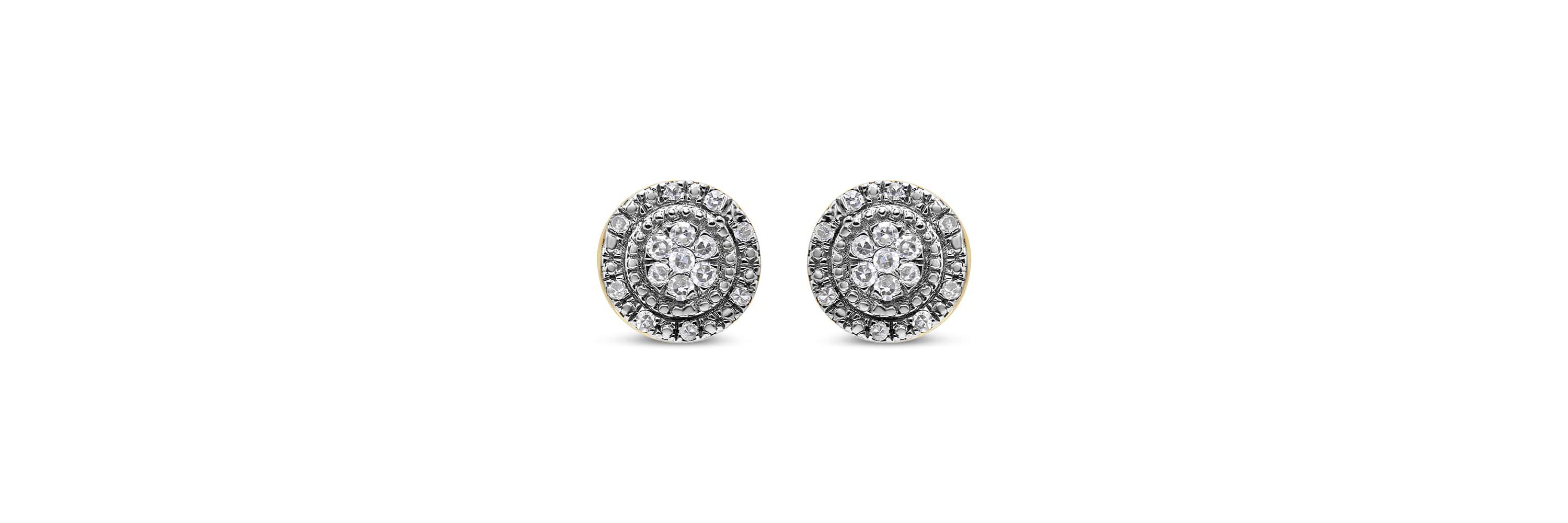 10K Yellow Gold Diamond Accent Halo Stud Earrings
