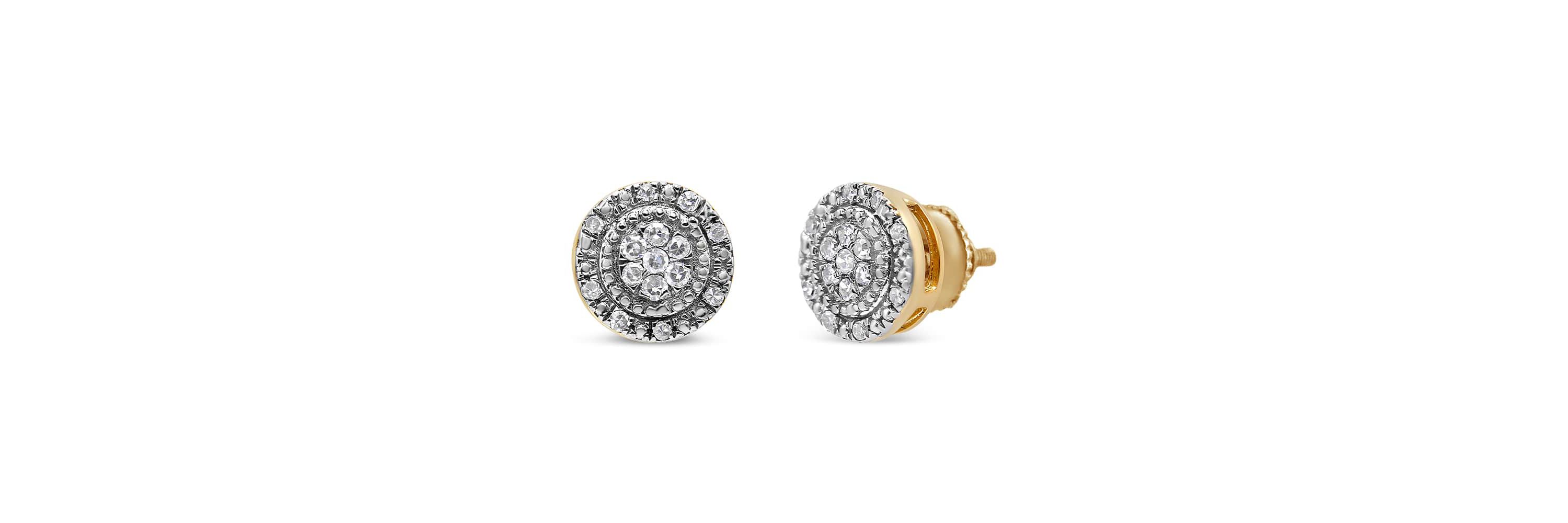 10K Yellow Gold Diamond Accent Halo Stud Earrings