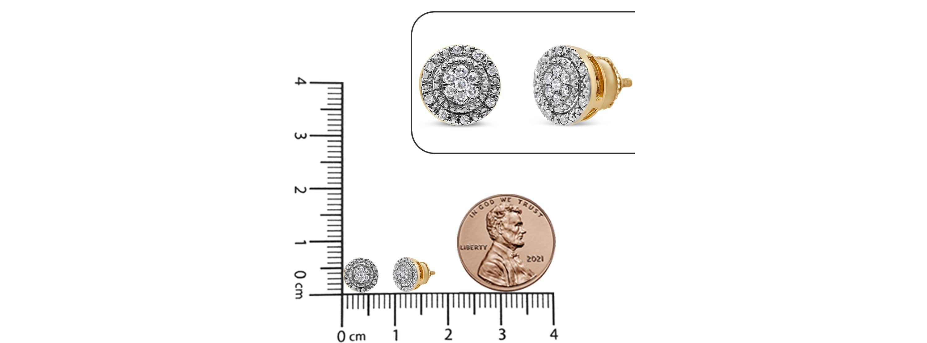 10K Yellow Gold Diamond Accent Halo Stud Earrings