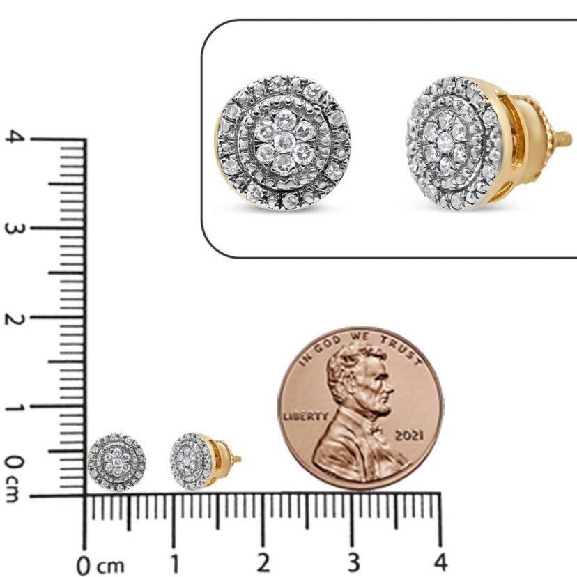 10K Yellow Gold Diamond Accent Halo Stud Earrings