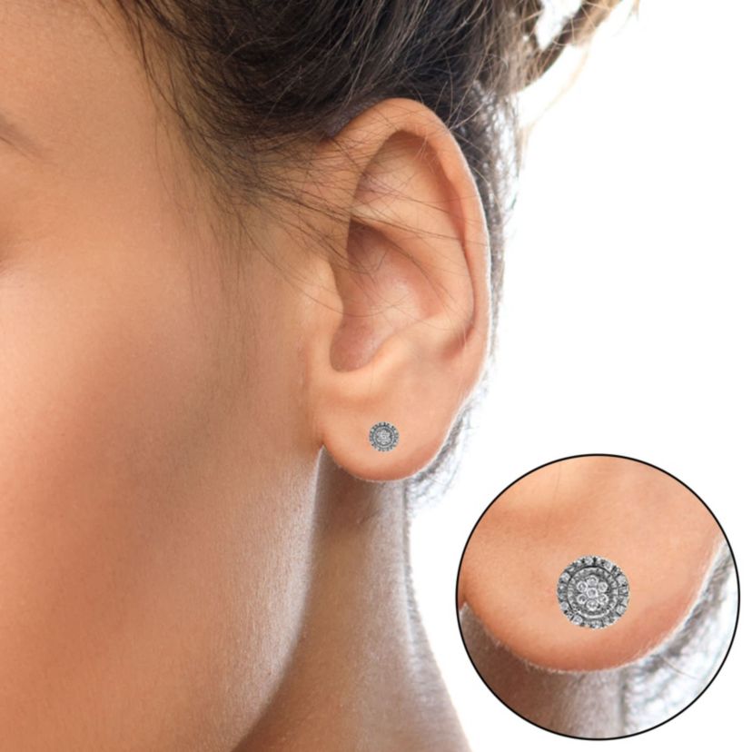 10K Yellow Gold Diamond Accent Halo Stud Earrings