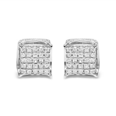 Haus of Brilliance 10K White Gold 1/2 Cttw Princess Diamond Square Shaped Multi Stone Stud Earrings