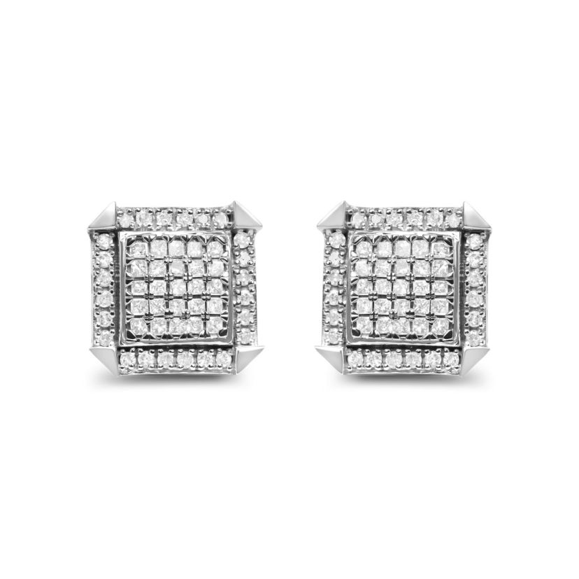 10K White Gold 1.0 Cttw Diamond Composite with Halo Stud Earrings