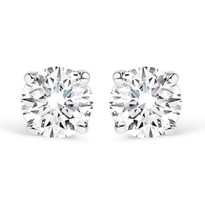 Haus of Brilliance 14K White Gold Round Cut Diamond Solitaire Stud Earrings