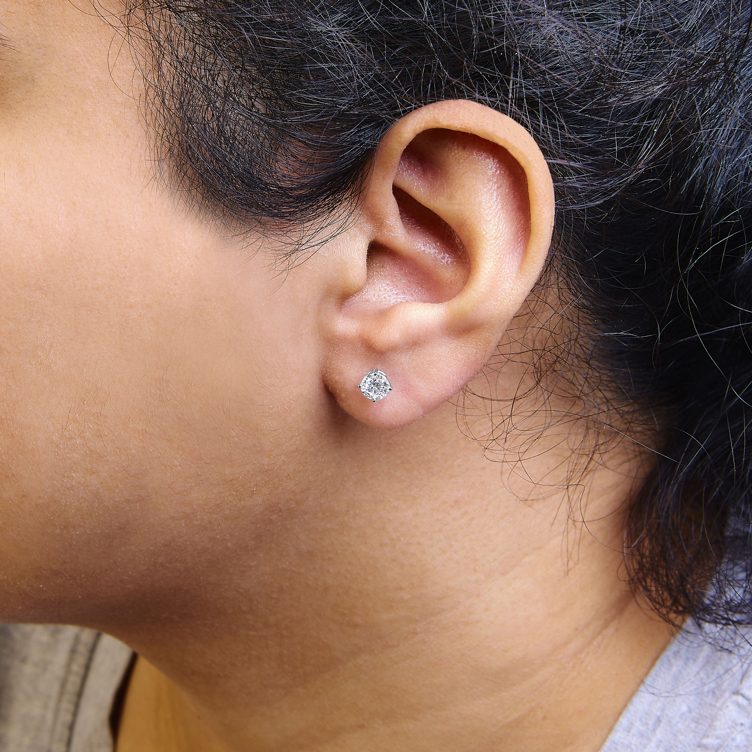 Lab Created 14K White Gold 1.0 Ct Solitaire Lab Grown Diamond Stud Earrings