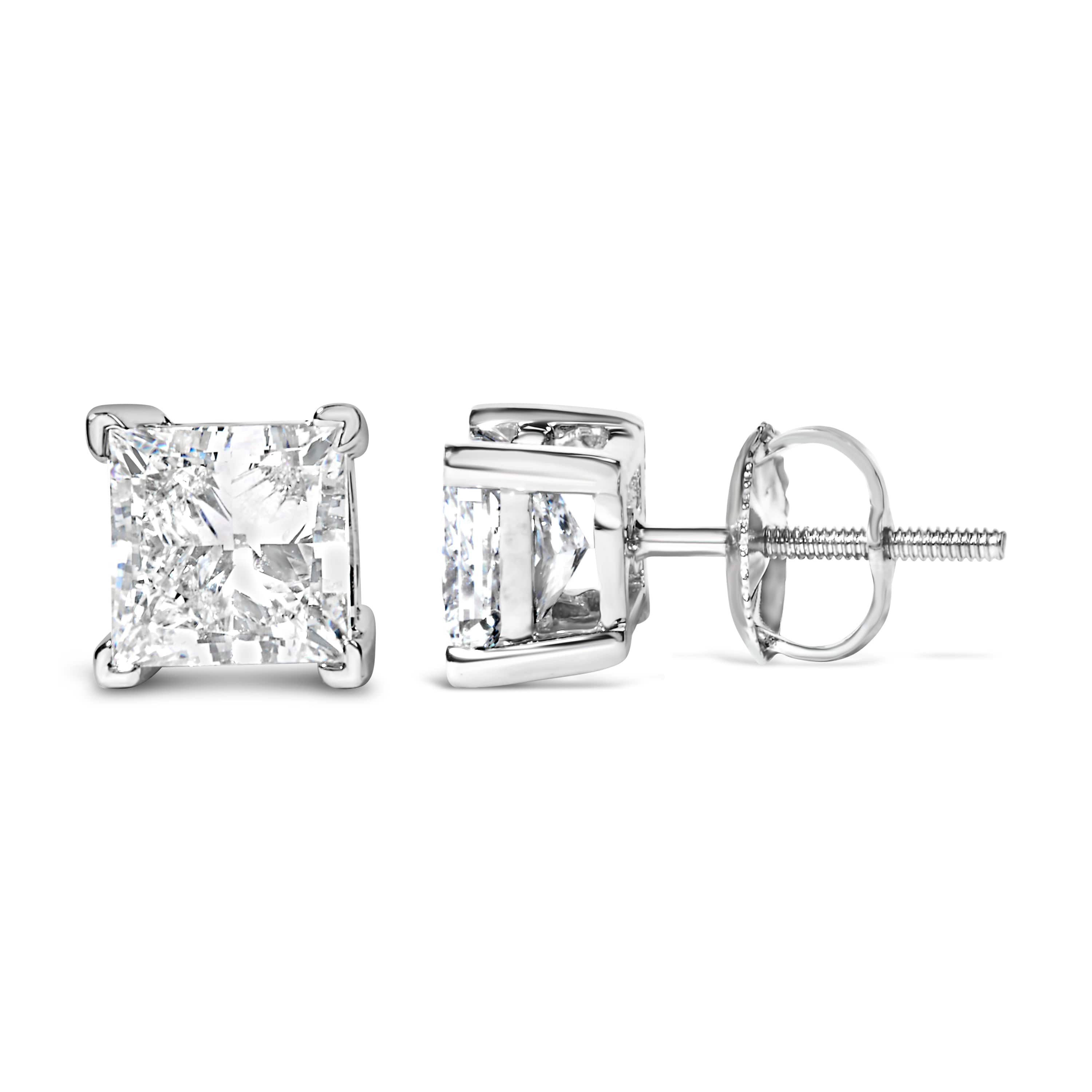 Lab Created 14K White Gold 1 1/2 Ct Princess Lab-Grown Diamond Solitaire Stud Earrings