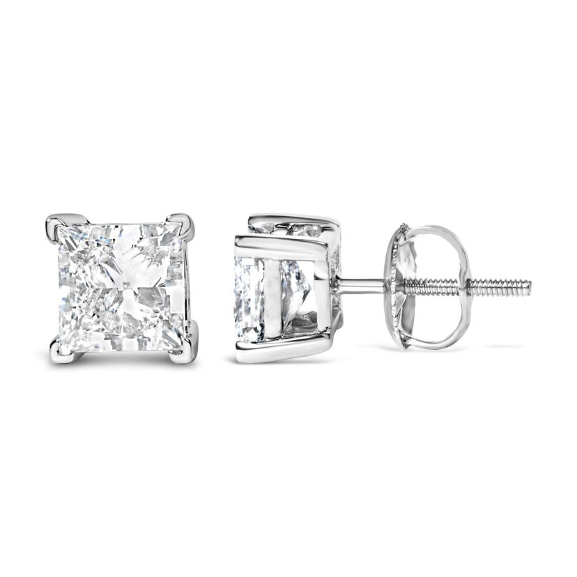 Lab Created 14K White Gold 1 1/2 Ct Princess Lab-Grown Diamond Solitaire Stud Earrings
