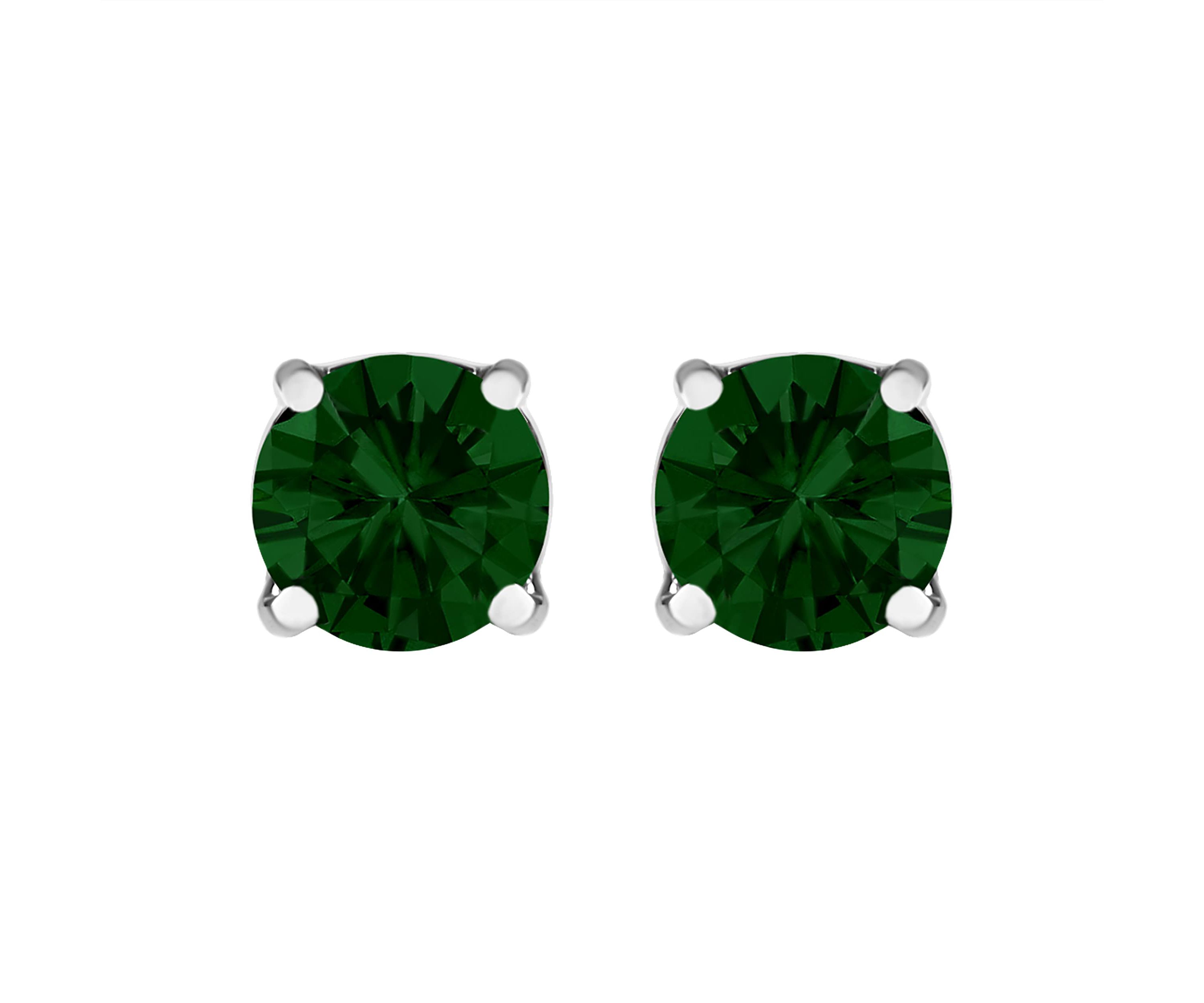 Lab Created 14K Gold 1 1/2 Ct Lab Grown Green Diamond Solitaire Stud Earrings