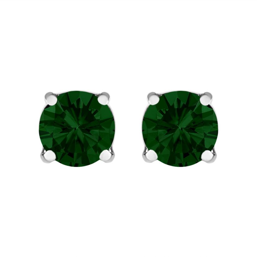 Lab Created 14K Gold 1 1/2 Ct Lab Grown Green Diamond Solitaire Stud Earrings