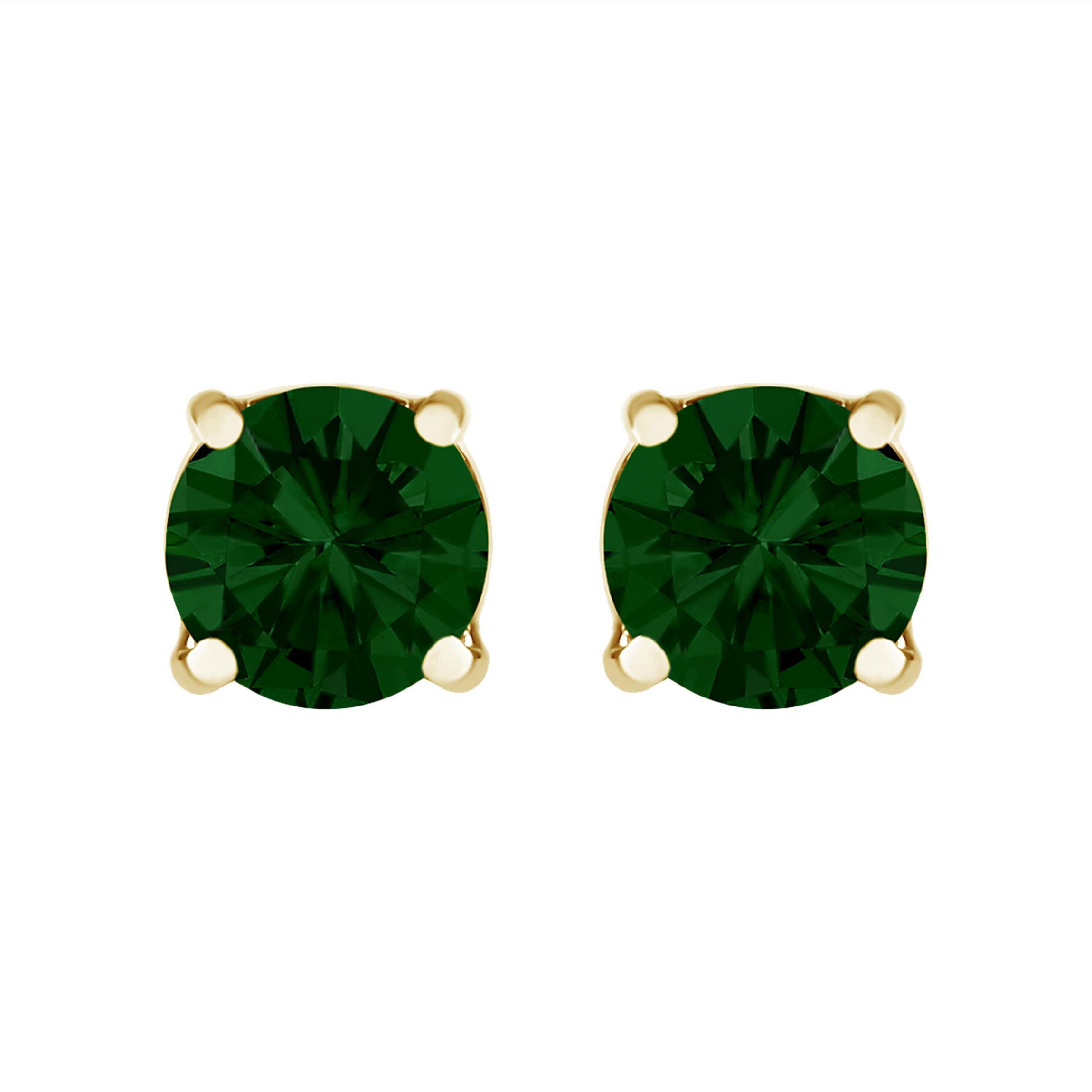 Lab Created 14K Gold 1 1/2 Ct Lab Grown Green Diamond Solitaire Stud Earrings