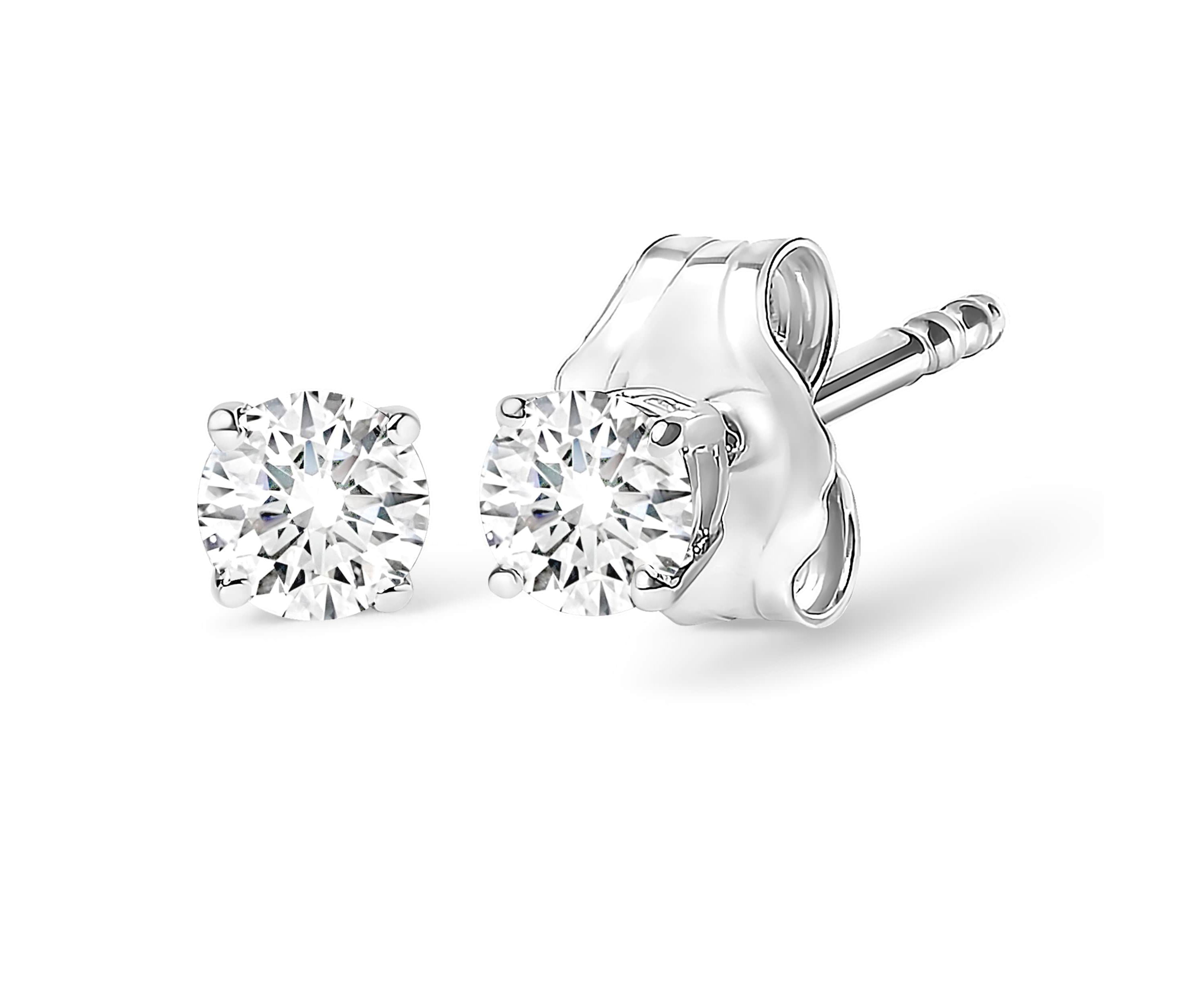 Lab Created 14K White Gold 1/2 Ct Solitaire Lab Grown Diamond Stud Earrings