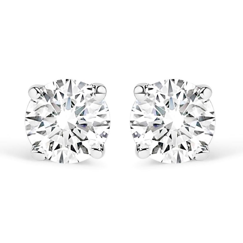 Lab Created 14K White Gold 1/2 Ct Solitaire Lab Grown Diamond Stud Earrings