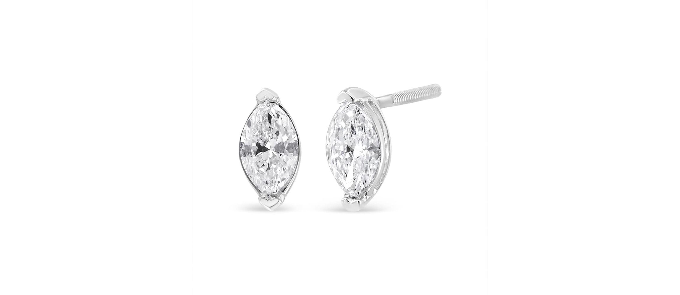 Lab Created 14K White Gold 4/5 Cttw Marquise Lab Grown Diamond Solitaire Stud Earrings