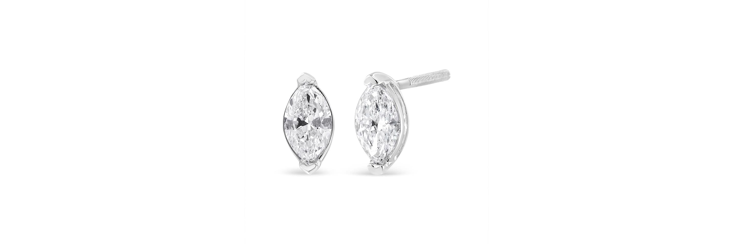 Lab Created 14K White Gold 4/5 Cttw Marquise Lab Grown Diamond Solitaire Stud Earrings