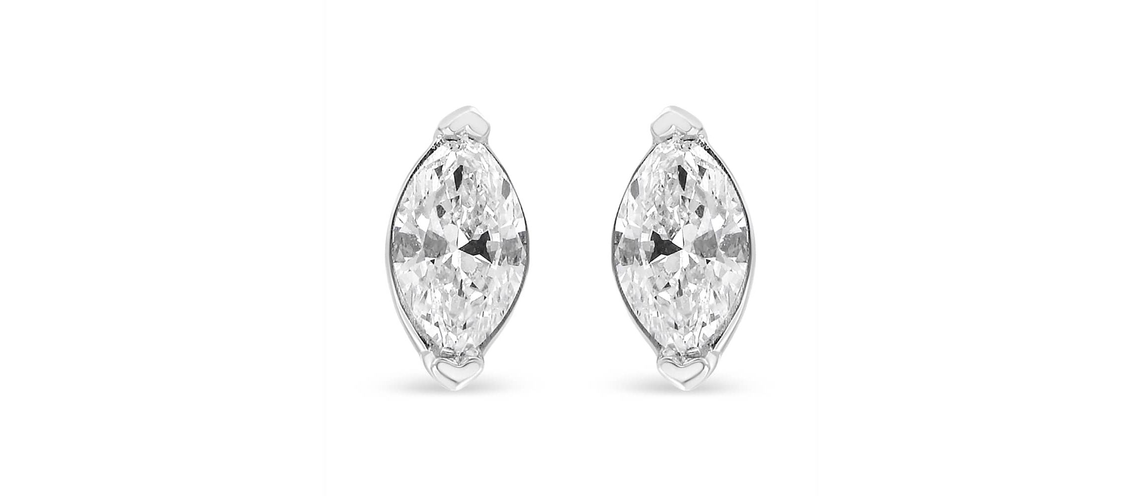 Lab Created 14K White Gold 4/5 Cttw Marquise Lab Grown Diamond Solitaire Stud Earrings