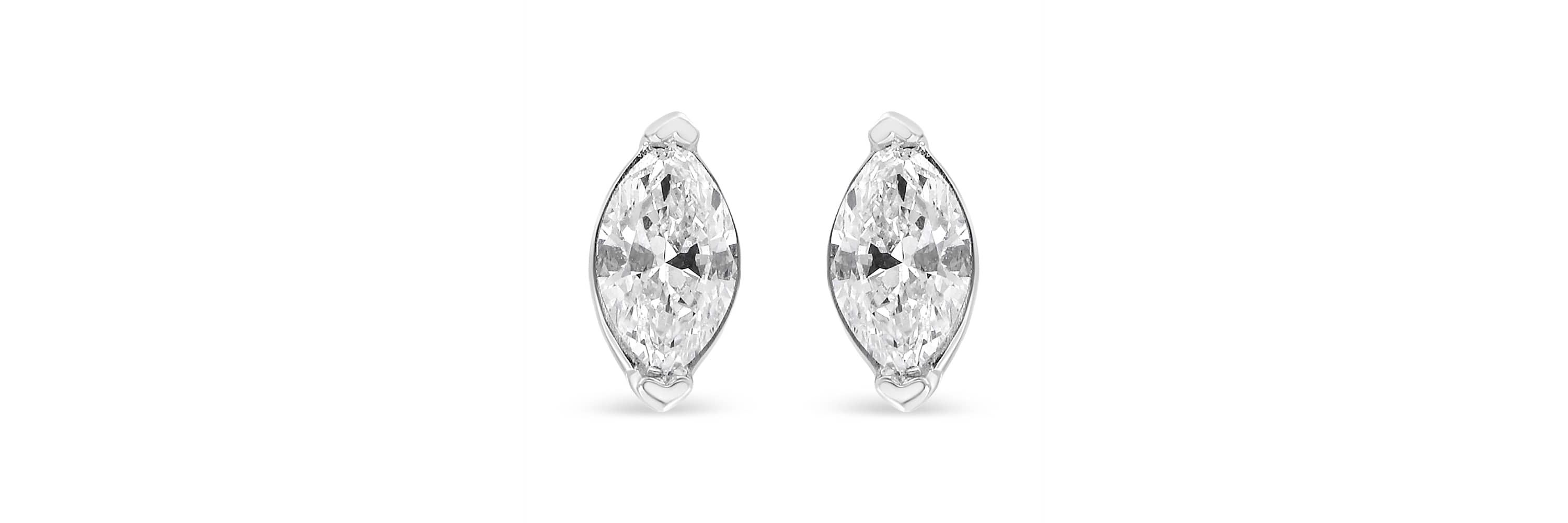Lab Created 14K White Gold 4/5 Cttw Marquise Lab Grown Diamond Solitaire Stud Earrings