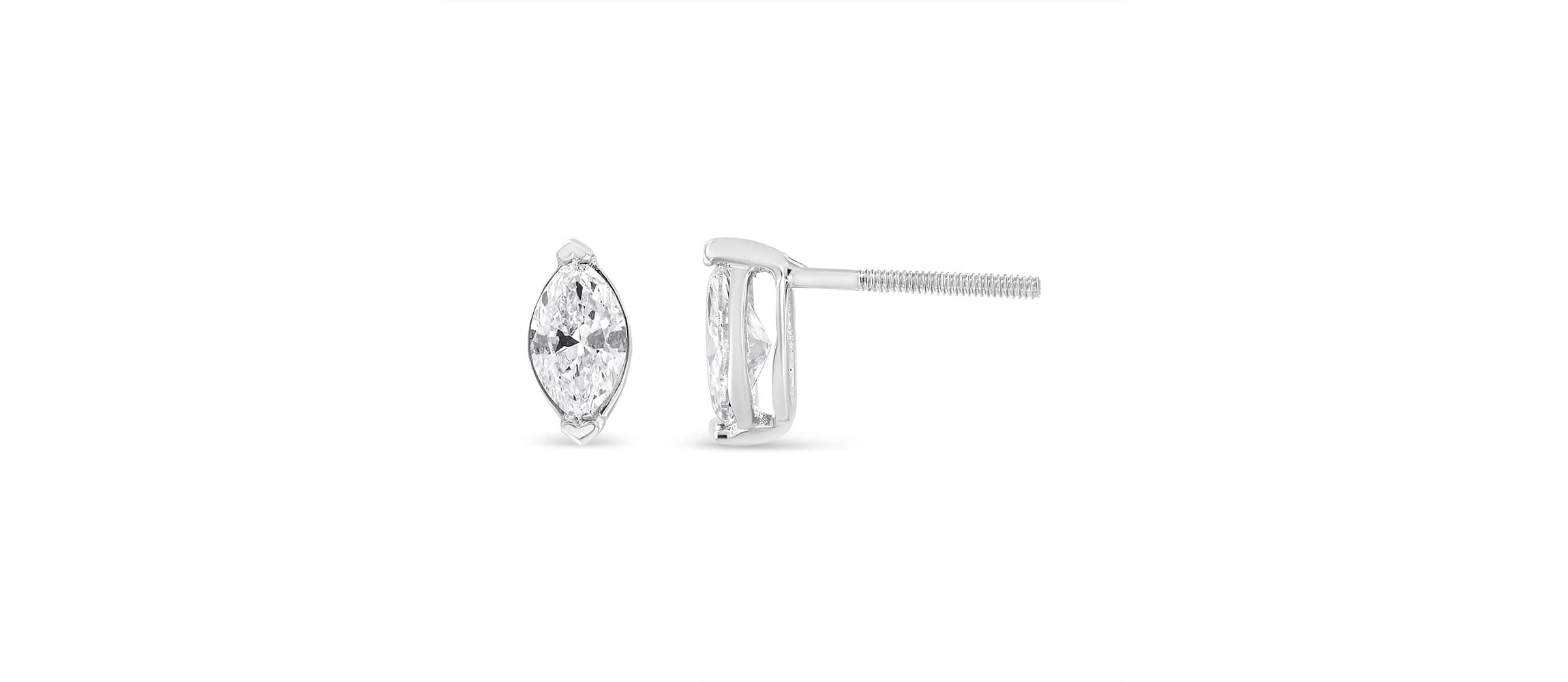 Lab Created 14K White Gold 4/5 Cttw Marquise Lab Grown Diamond Solitaire Stud Earrings