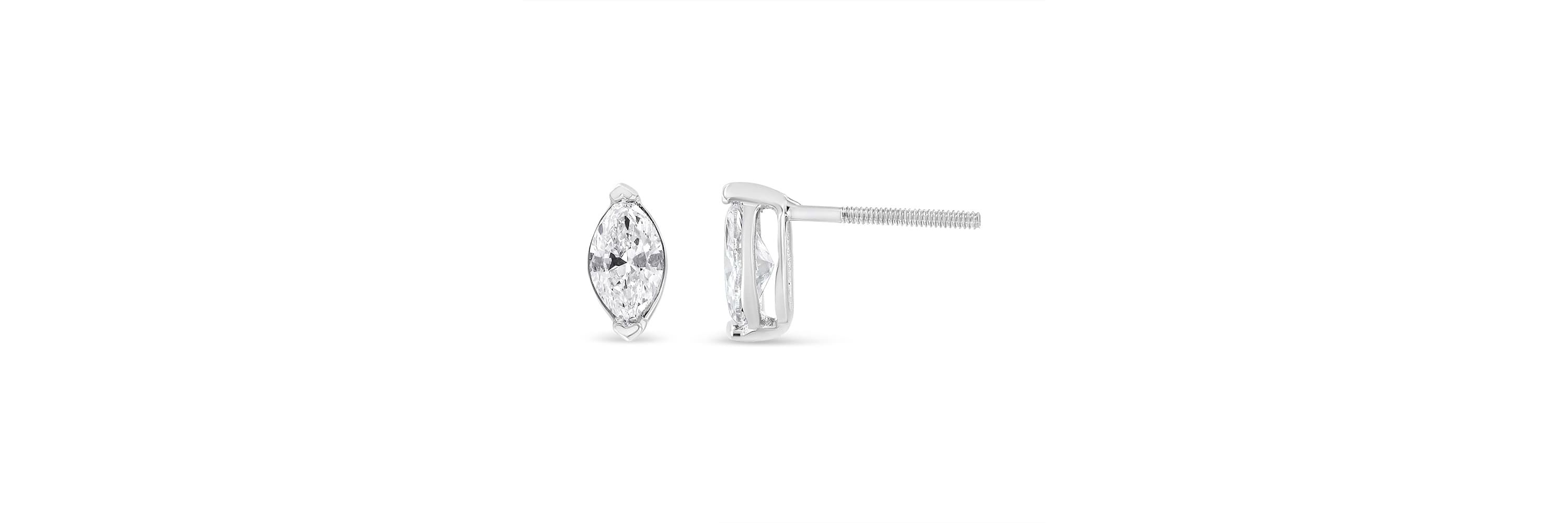 Lab Created 14K White Gold 4/5 Cttw Marquise Lab Grown Diamond Solitaire Stud Earrings
