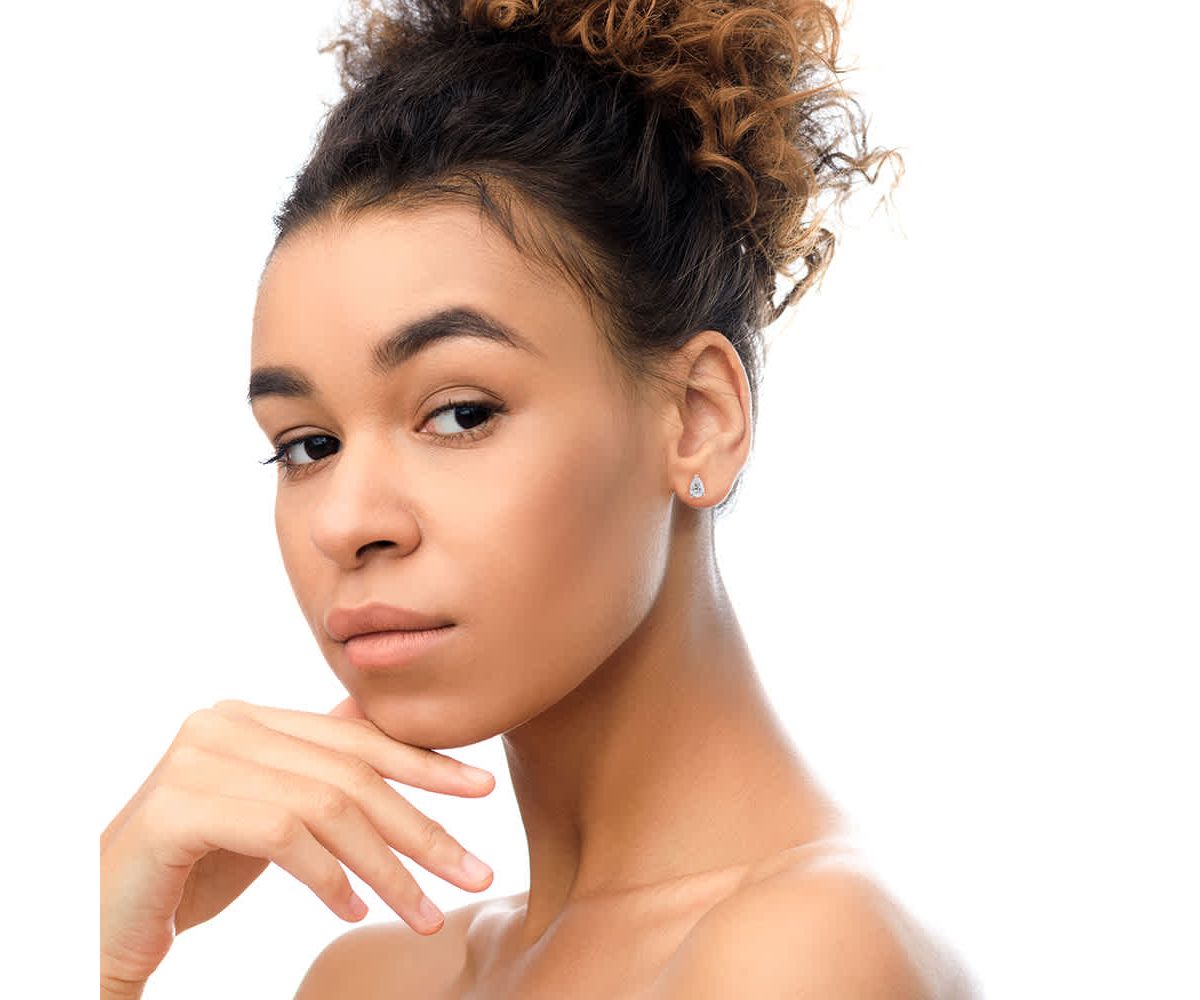 Lab Created 14K White Gold 3/4 Ct Pear Shape Solitaire Lab Grown Diamond Stud Earrings