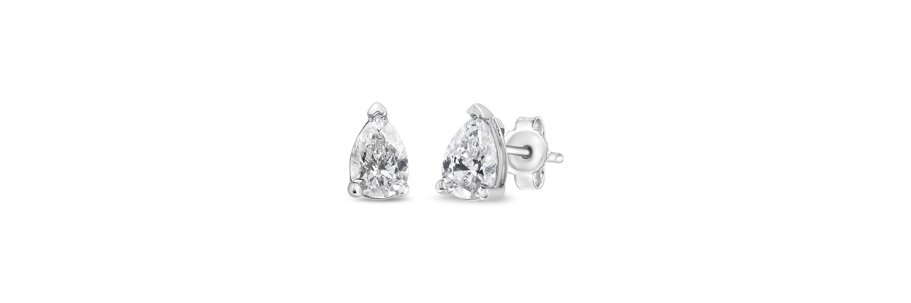Lab Created 14K White Gold 1/2 Ct Pear Shape Solitaire Lab Grown Diamond Stud Earrings