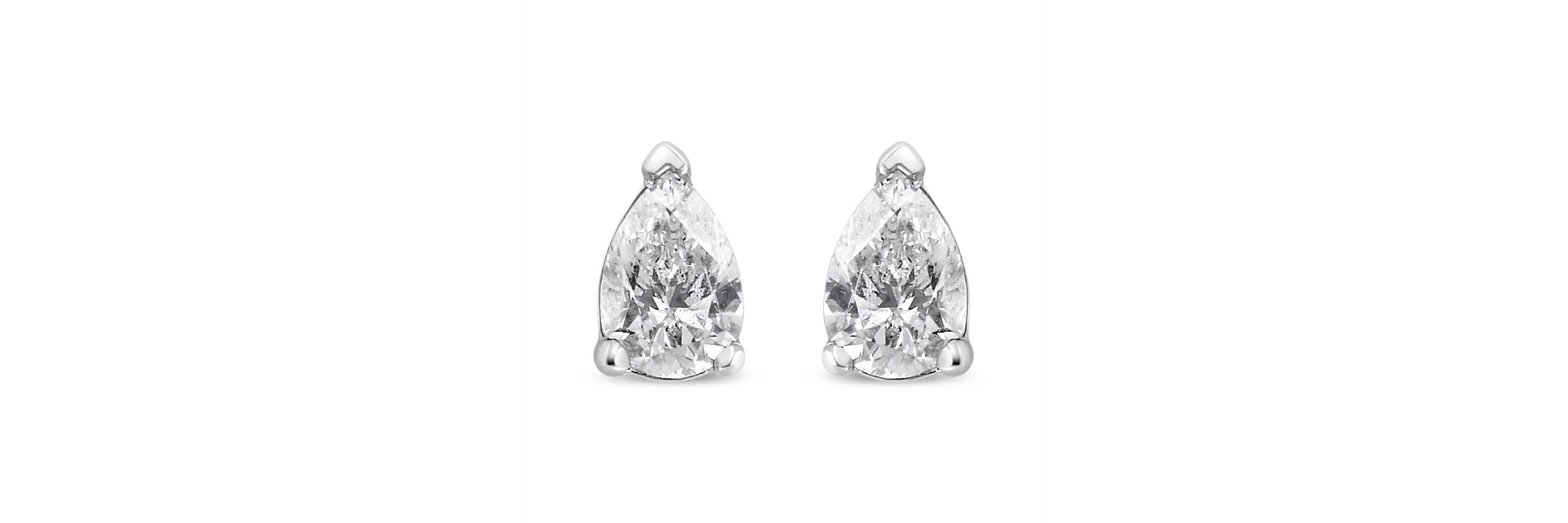 Lab Created 14K White Gold 1/2 Ct Pear Shape Solitaire Lab Grown Diamond Stud Earrings