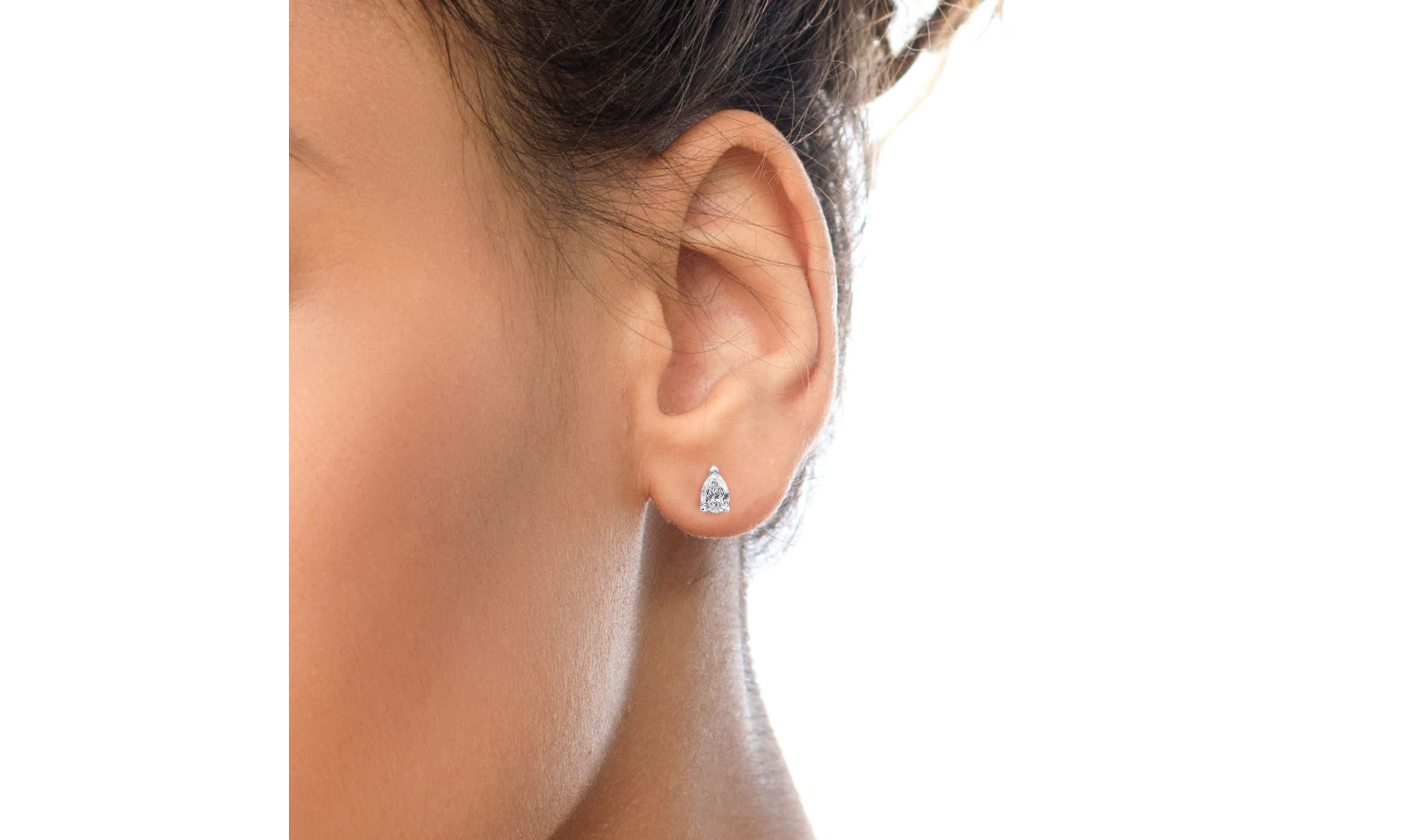 Lab Created 14K White Gold 1/2 Ct Pear Shape Solitaire Lab Grown Diamond Stud Earrings