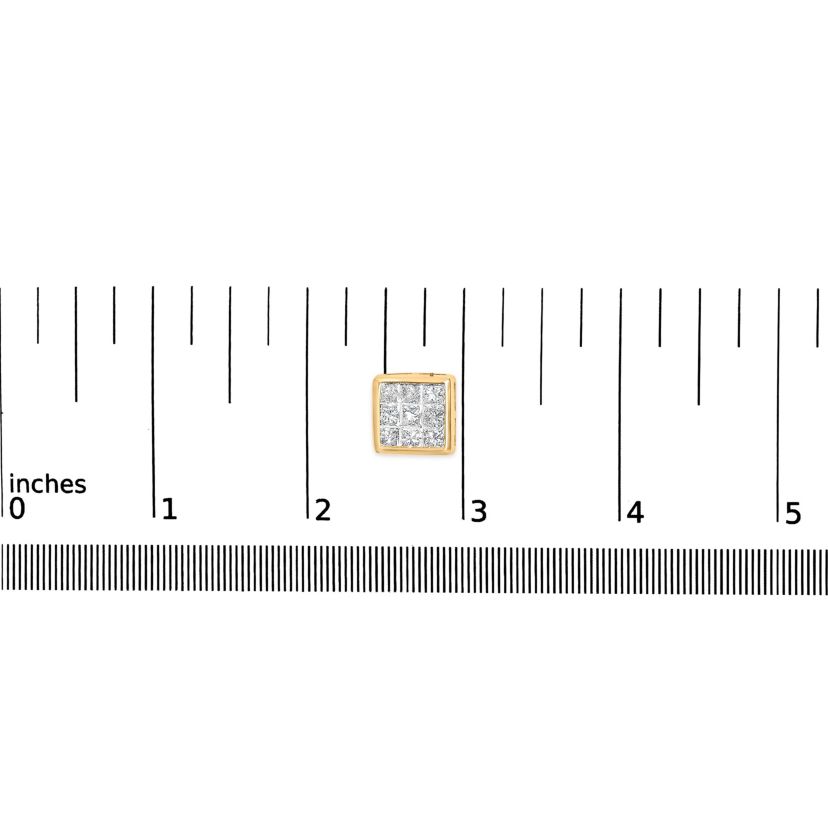 14K Yellow Gold 1.0 Cttw Princess Cut Diamond Composite Stud Earrings