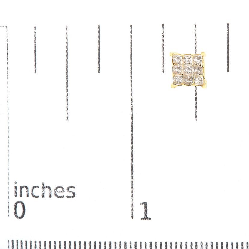 14K Yellow Gold 1 1/2 Cttw Princess-Cut Diamond Square Stud Earrings