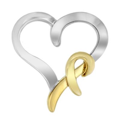 Haus of Brilliance .925 Sterling Silver and 14K Yellow Gold Two-Tone Heart Shaped Pendant Necklace