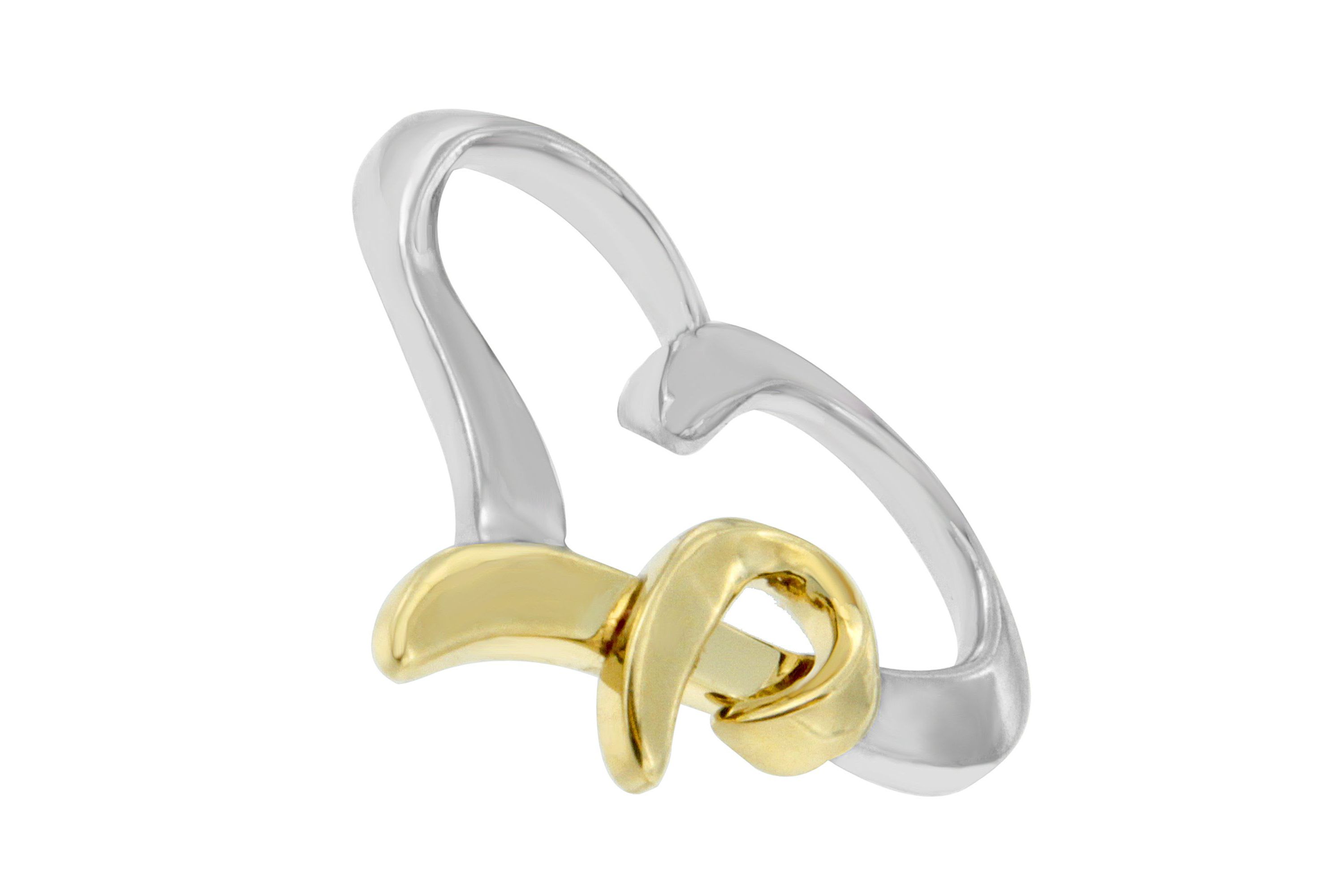 .925 Sterling Silver and 14K Yellow Gold Two-Tone Heart Shaped Pendant Necklace