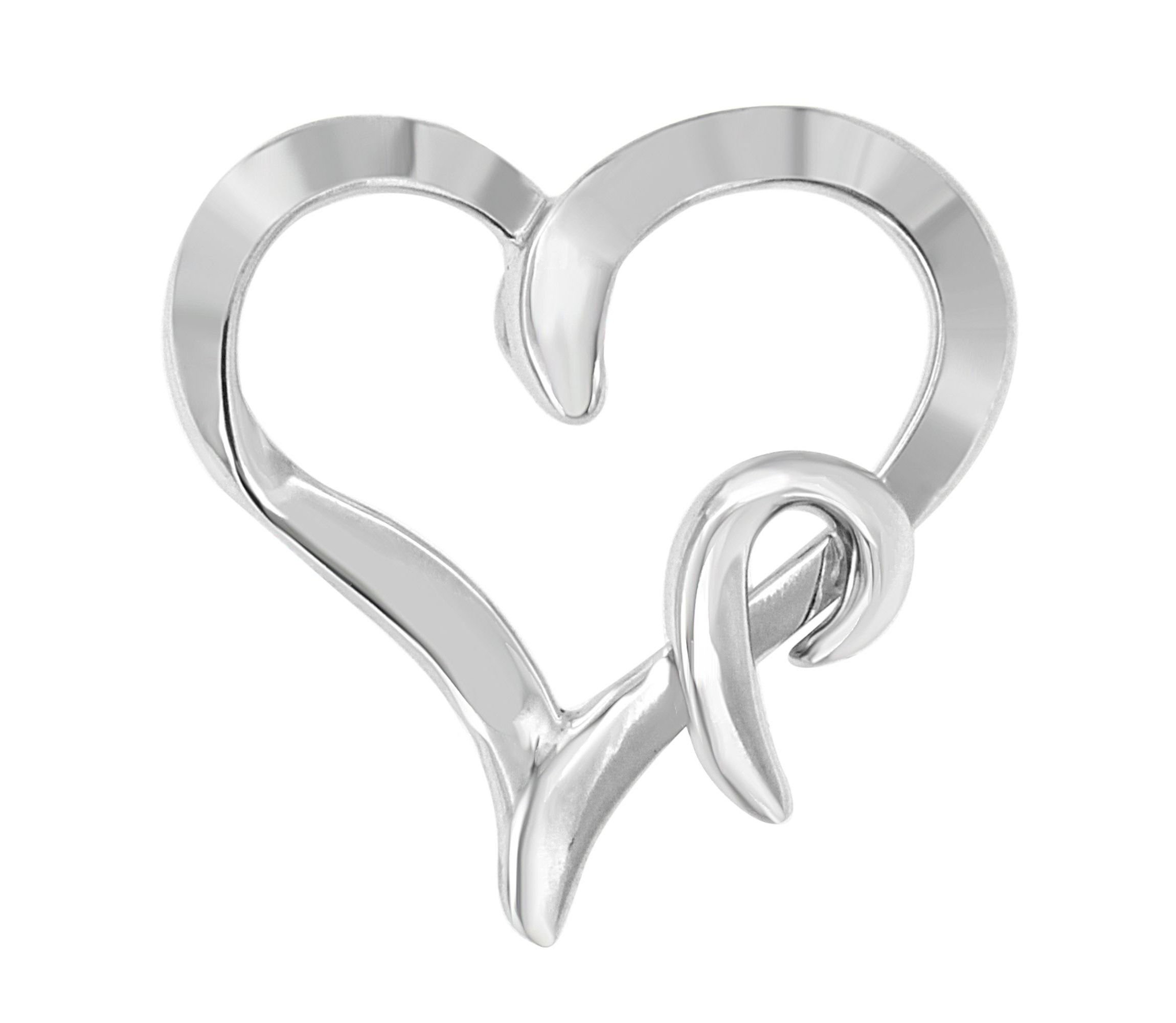 .925 Sterling Silver Heart Shaped Pendant Necklace