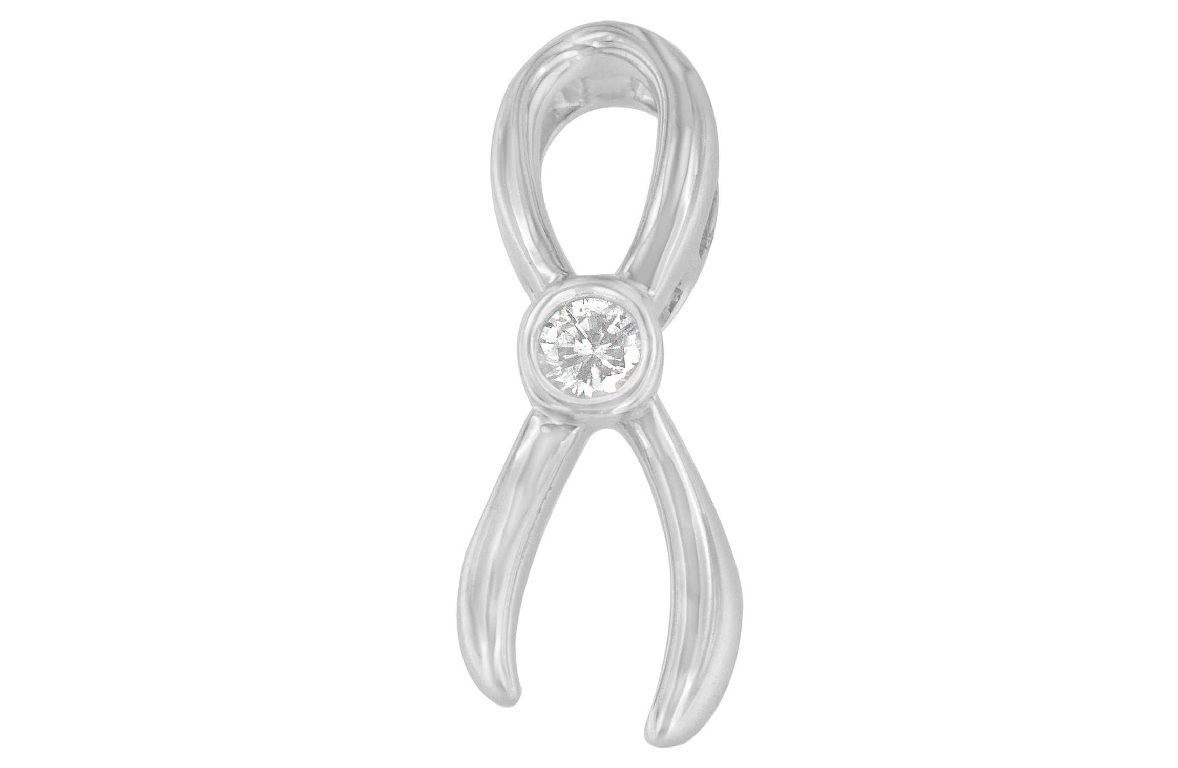 .925 Sterling Silver 1/10 cttw Diamond Ribbon Pendant Necklace