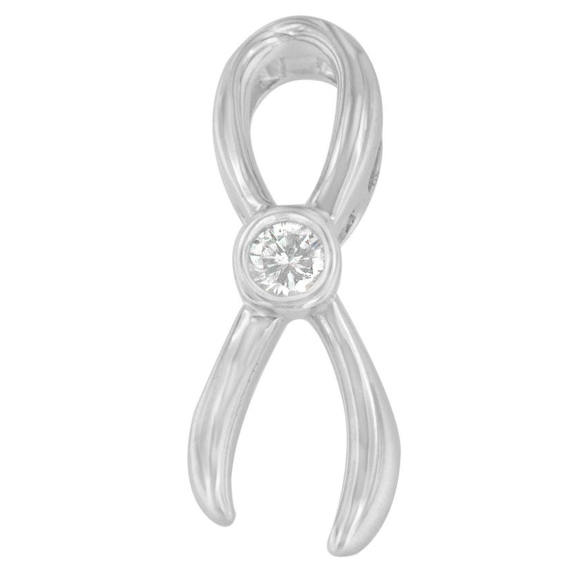 .925 Sterling Silver 1/10 cttw Diamond Ribbon Pendant Necklace