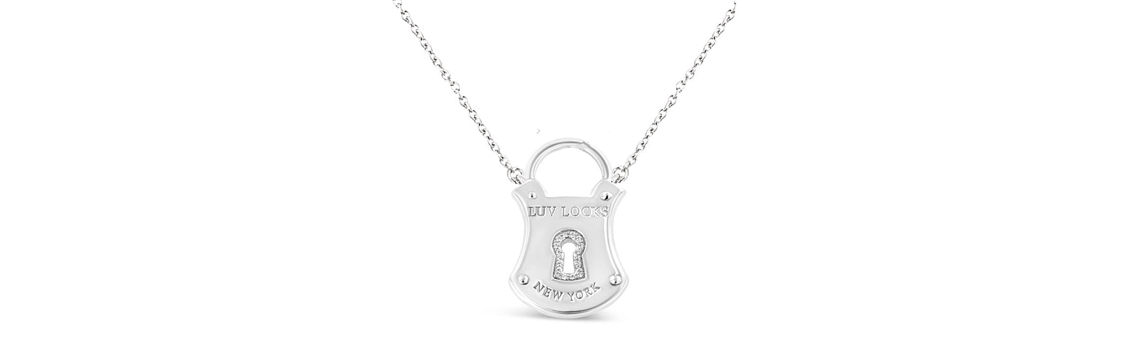 .925 Sterling Silver 1/10 Cttw Diamond Lock Pendant 18" Necklace