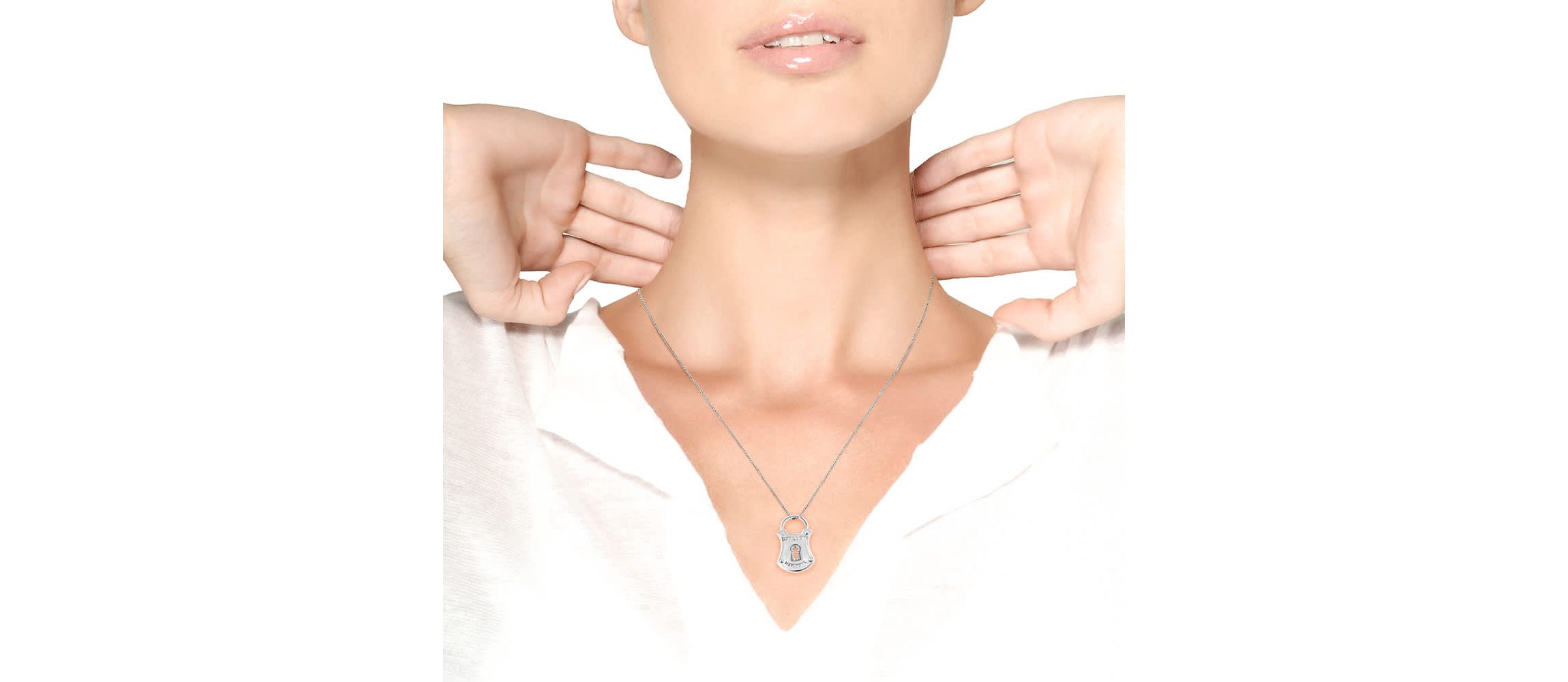 .925 Sterling Silver 1/10 Cttw Diamond Lock Pendant 18" Necklace
