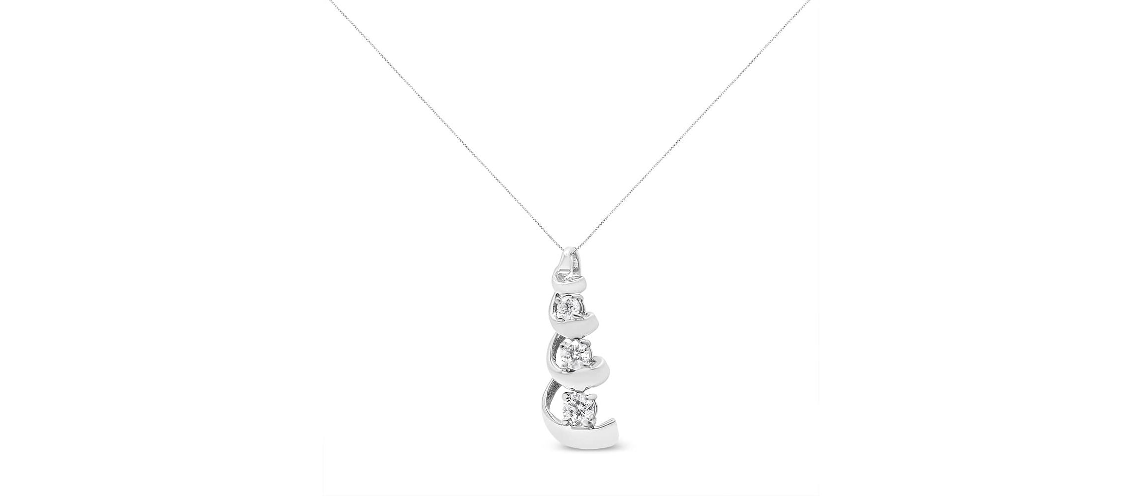 .925 Sterling Silver 1/4 cttw Diamond Swirl Shape Pendant Necklace