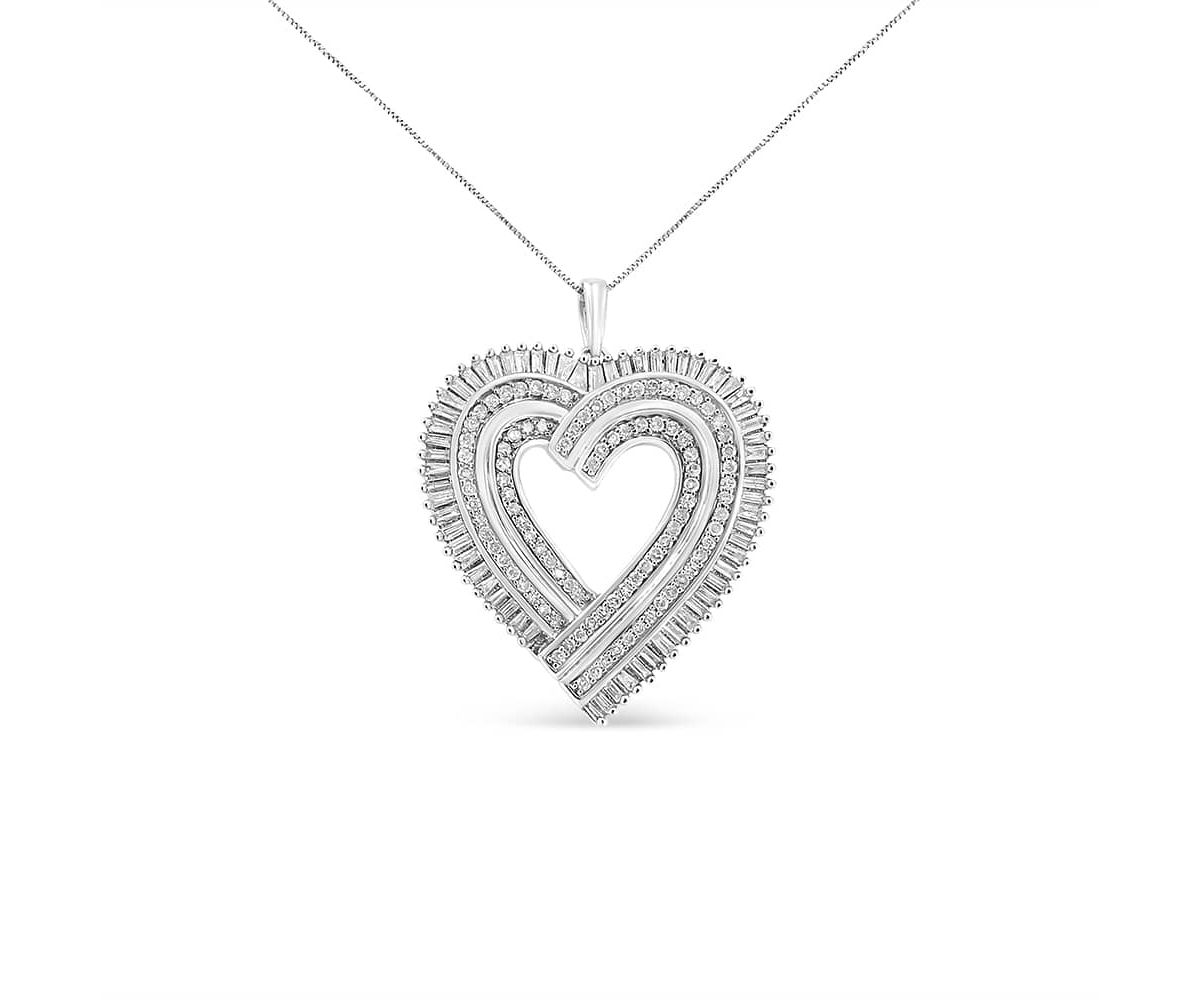Silver 1 1/4 Cttw Diamond Composite Heart 18" Pendant Necklace