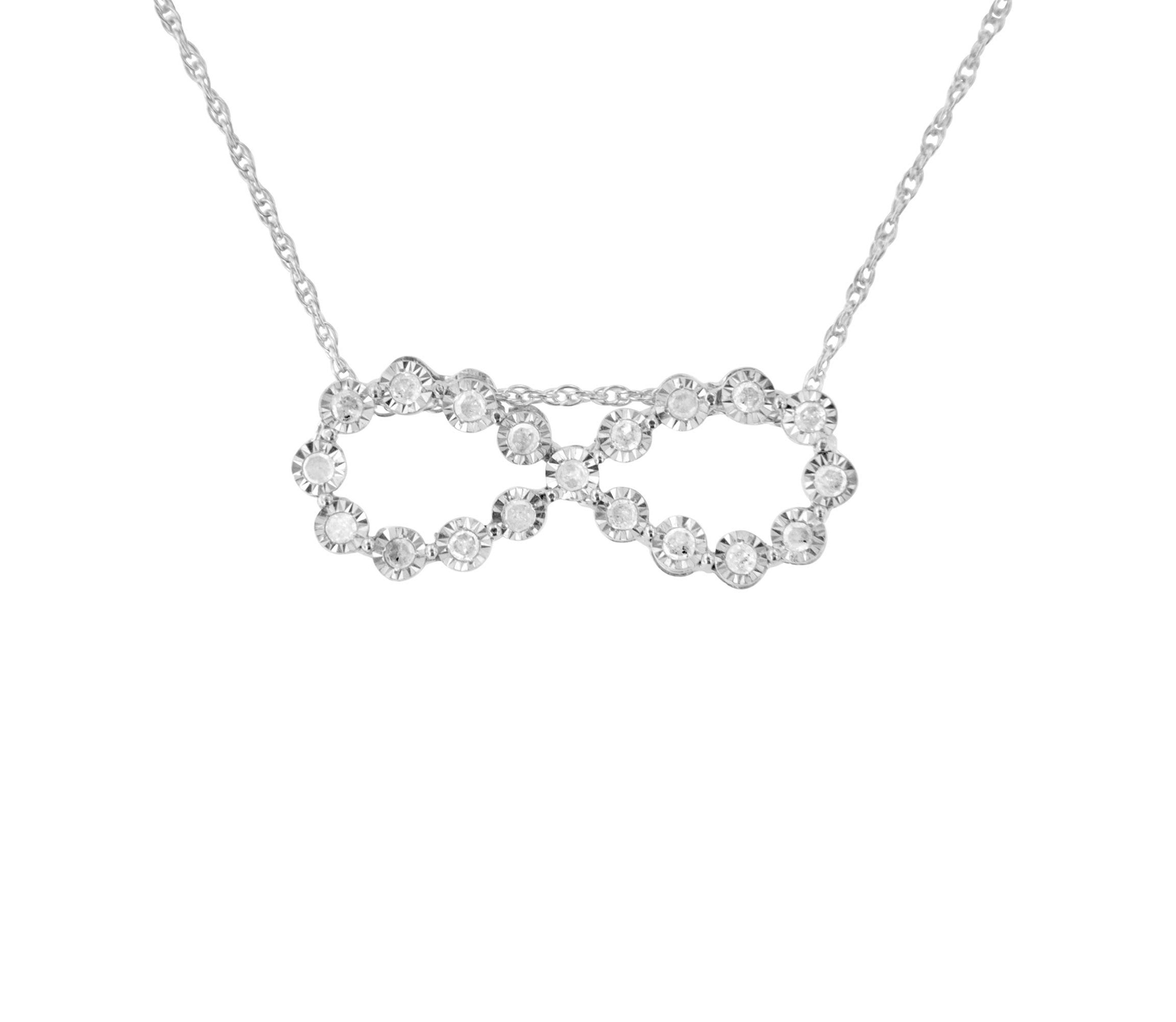 .925 Sterling Silver 1/4 cttw Diamond Infinity Pendant Necklace
