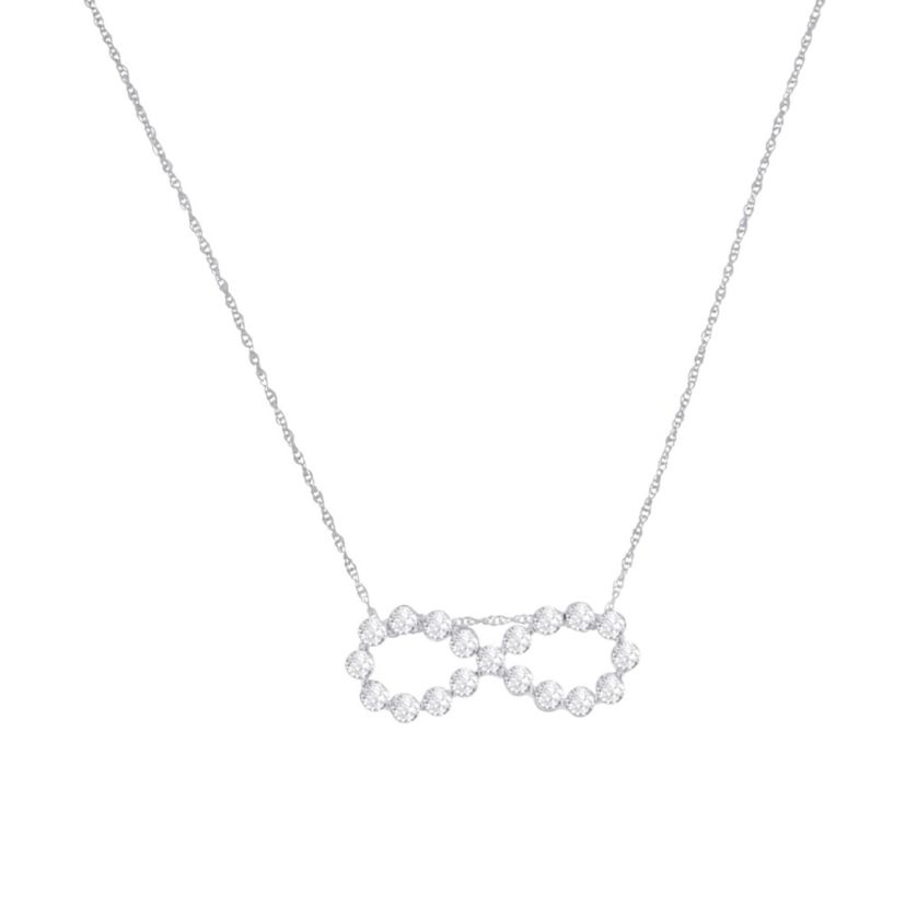 .925 Sterling Silver 1/4 cttw Diamond Infinity Pendant Necklace