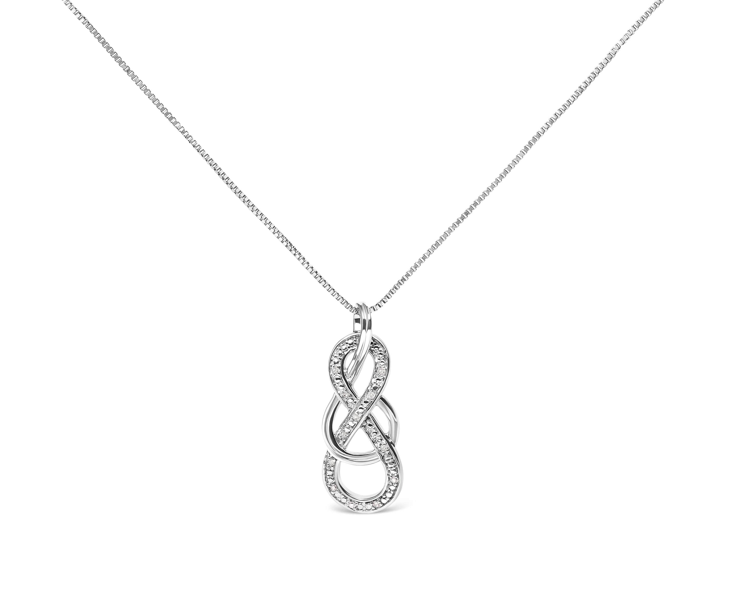 925 Sterling Silver Diamond Accent Interlocking Infinity Pendant Necklace