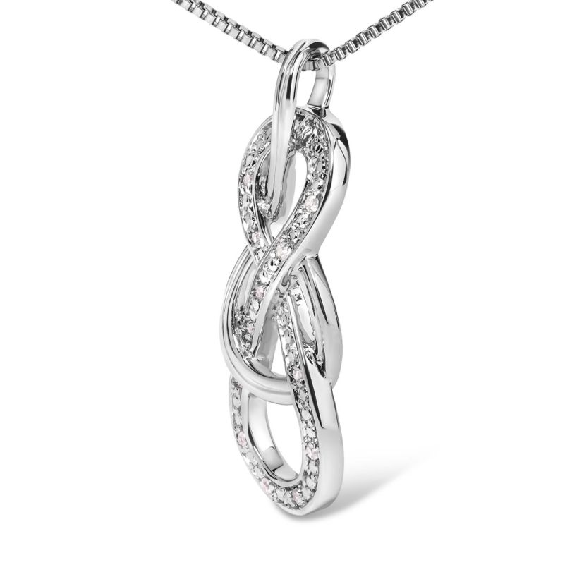925 Sterling Silver Diamond Accent Interlocking Infinity Pendant Necklace