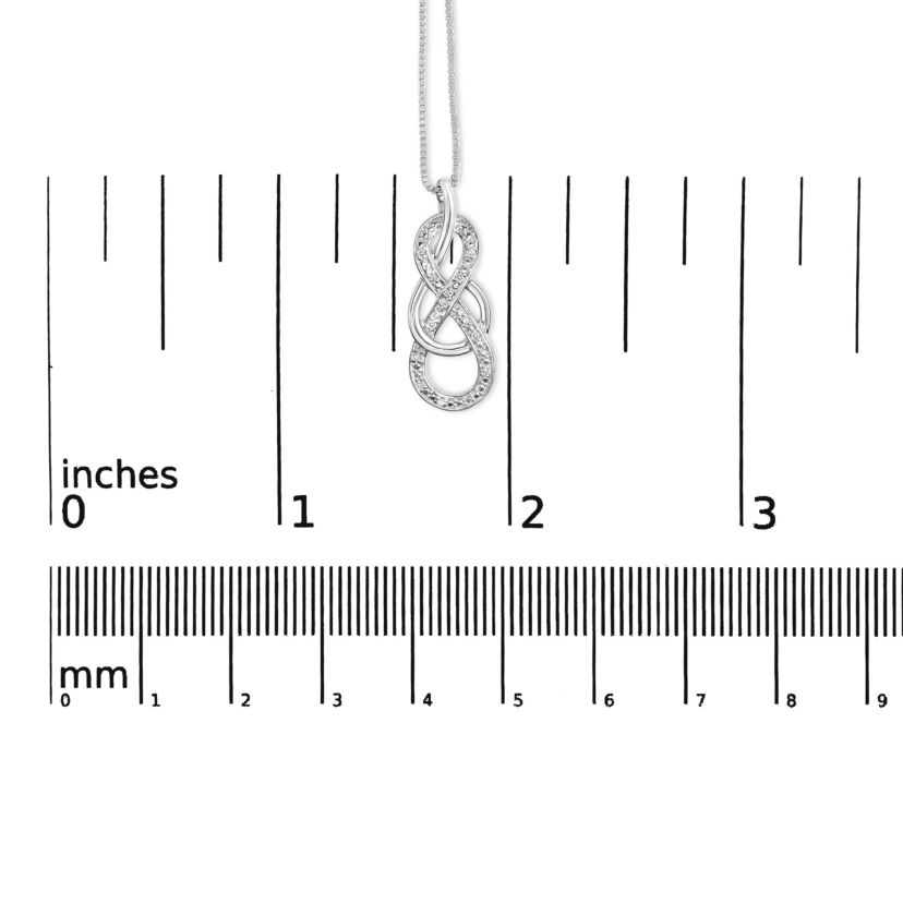 925 Sterling Silver Diamond Accent Interlocking Infinity Pendant Necklace