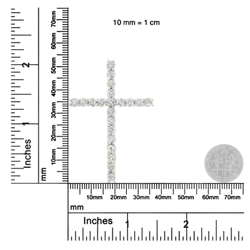 10K Yellow Gold Plated Silver 4.0 Cttw Diamond Cross Pendant Necklace - 18"