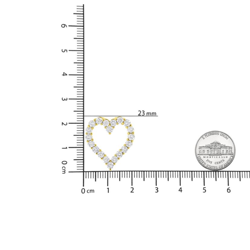 14K Yellow Gold Plated Silver 2.0 Cttw Diamond Classic Open Heart Pendant Necklace