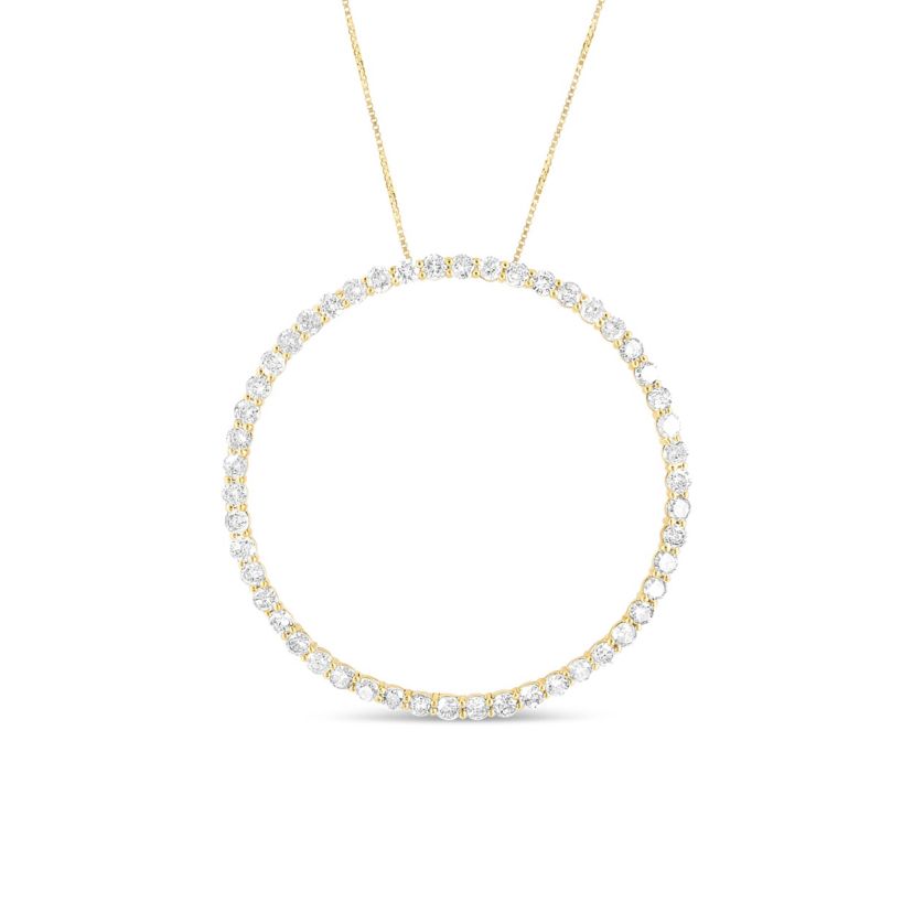 10K Yellow Gold Plated Silver 4 Cttw Diamond Circle Hoop 18" Pendant Necklace