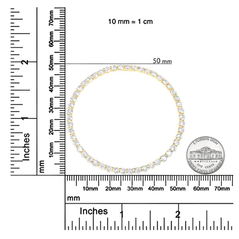 10K Yellow Gold Plated Silver 4 Cttw Diamond Circle Hoop 18" Pendant Necklace