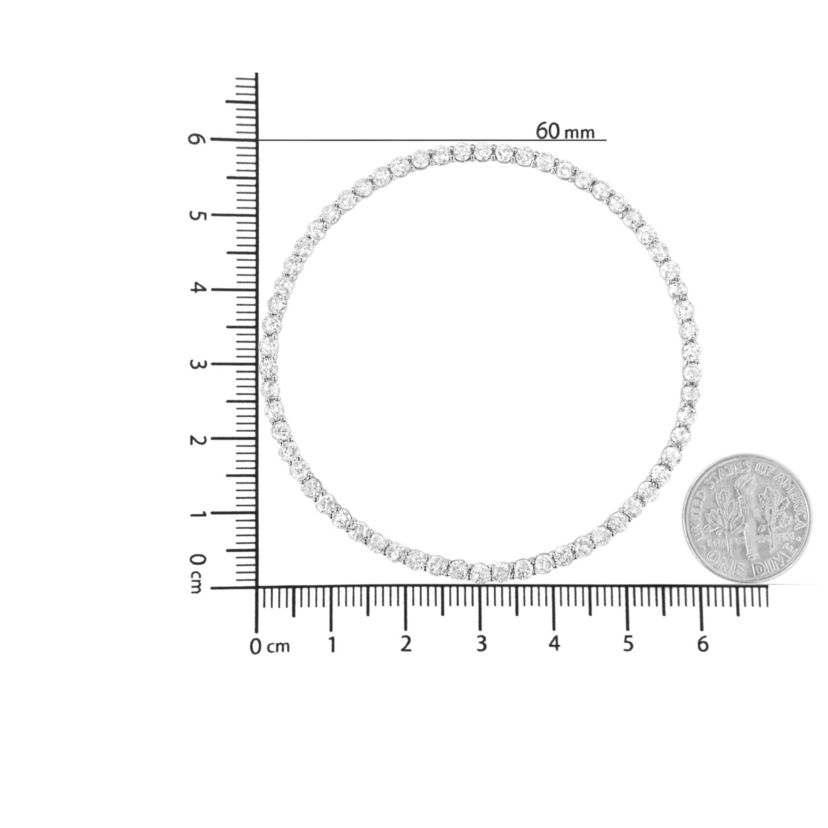 Silver 5.0 Cttw Prong Set Round-cut Diamond Open Circle Hoop 18" Pendant Necklace